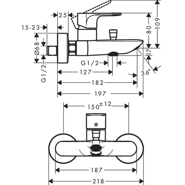 Смеситель для ванны hansgrohe Rebris 72450670