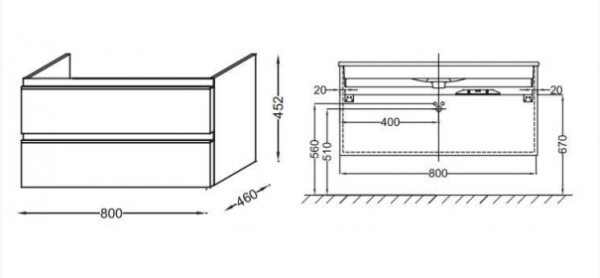 Тумба под раковину Jacob Delafon Vox 80 EB2028-RA-442 серый антрацит