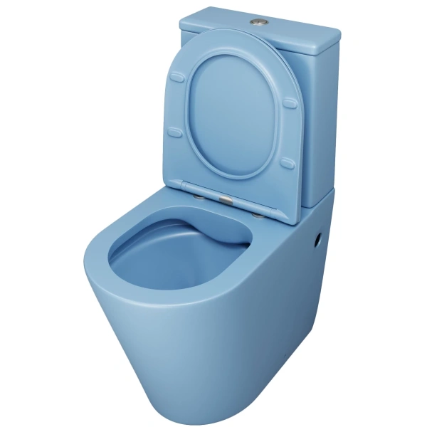 Унитаз-компакт Grossman GR-4480BSMS безободковый, с сиденьем микролифт, голубой матовый