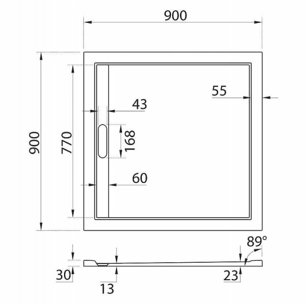 Душевой поддон Cezares 90x90 TRAY-AS-A-90-30-NERO черный матовый