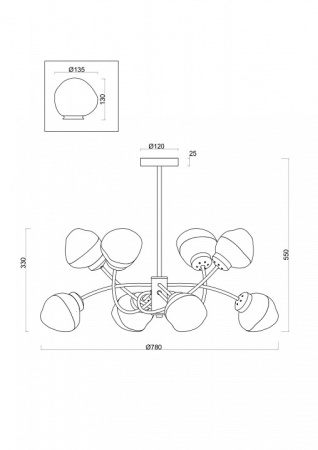 Люстра на штанге Freya  FR8017PL-08MG