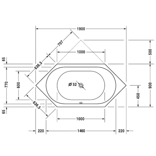 Акриловая ванна 190x90 см Duravit D-Code 700138000000000