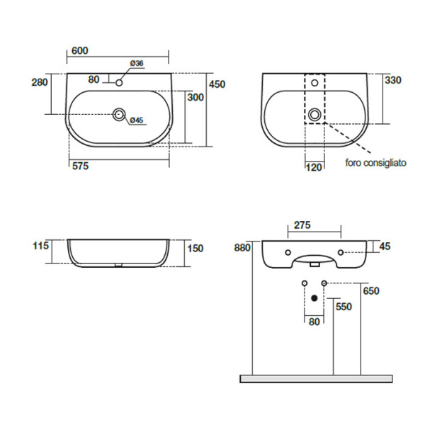Раковина Kerasan Nolita 60х45 см 534101*1