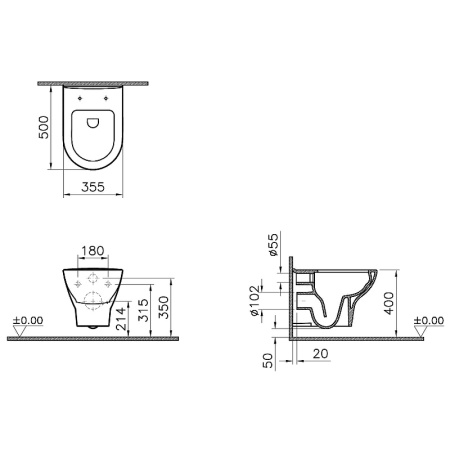 Подвесной унитаз Vitra Zentrum 5795B003-6077 с крышкой-сиденьем