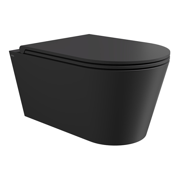 Подвесной унитаз с крышкой и сиденьем Alice Hide Round 31170108SET чёрный матовый