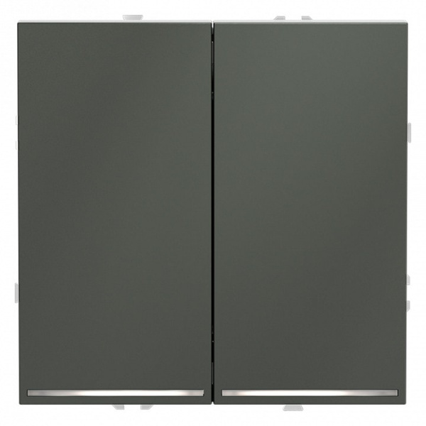 Выключатель проходной двухклавишный с подсветкой без рамки Voltum S70 VLS020406