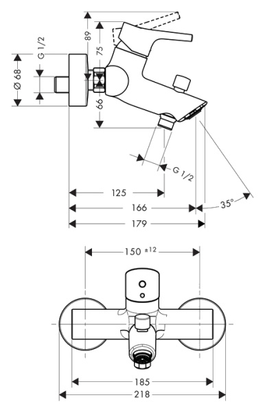 Смеситель для ванны hansgrohe Talis S 72400000