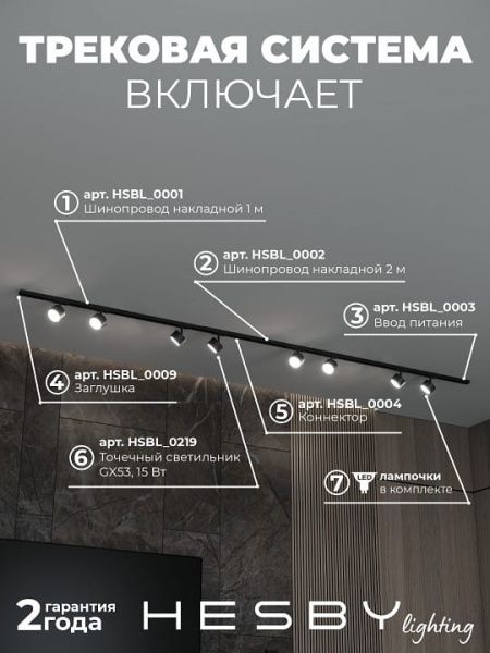 Комплект трековый Hesby Lighting Skylite №13 HSBL_kompl_S013_NI3B4K
