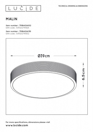 Накладной светильник Lucide Malin 79184/24/02