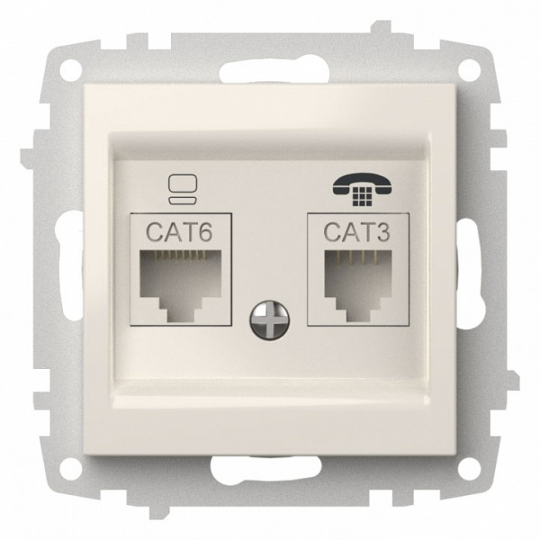Розетка двойная RJ-12 и Ethernet RJ-45 без рамки Elbi Eleсtriс Zena Vega 609-010200-249