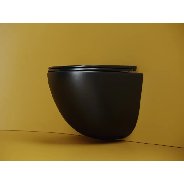Унитаз подвесной Ceramica Nova Vogue CN4008TMB безободковый, торнадо, с сиденьем микролифт, черный матовый