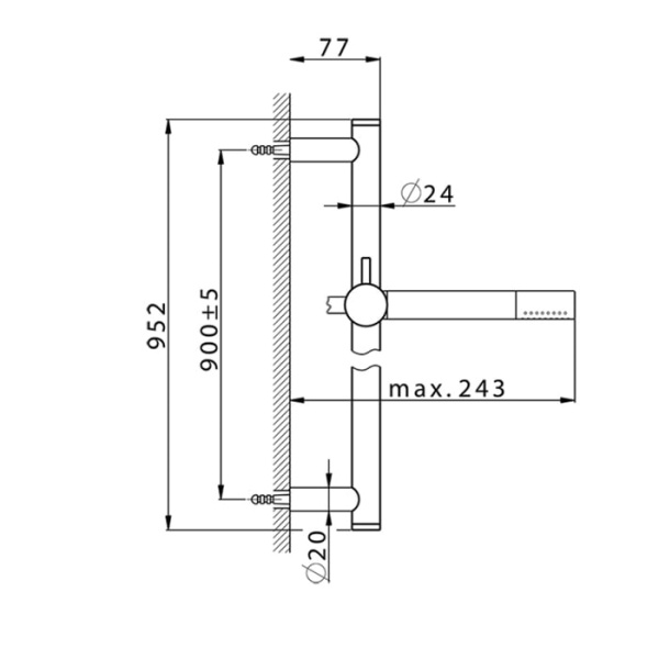 Душевая стойка Cisal Slim DS01072040 черный матовый