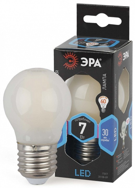 Лампа светодиодная Эра  E27 7Вт 4000K F-LED P45-7W-840-E27 frost
