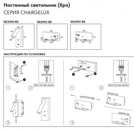 Накладной светильник Denkirs CHARGELUX DK5092-BK