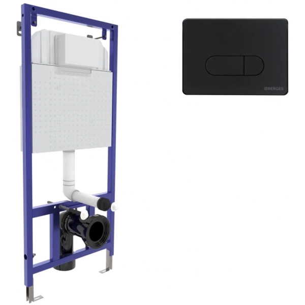 Инсталляция для унитаза Berges Novum D5 040235 с кнопкой смыва, черный матовый