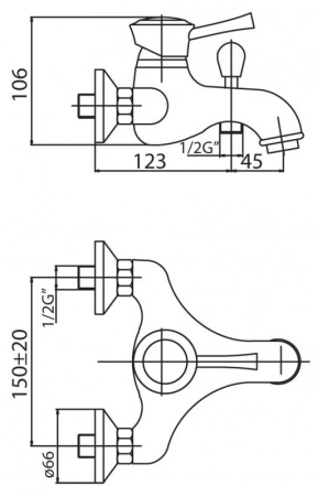 Смеситель для ванны Cezares GIUBILEO GIUBILEO-VM-02