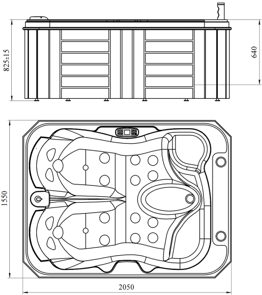 Гидромассажная ванна Радомир Мишель 205х155 1-30-0-0-5-051С серый