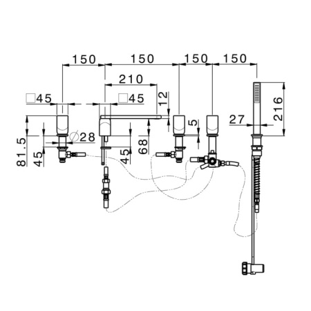 Смеситель для ванны Cisal Hi-Rise RI0002602W золото