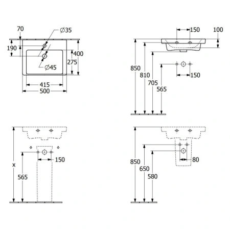 Раковина 50x40см Villeroy & Boch Subway 3.0 4370FG01