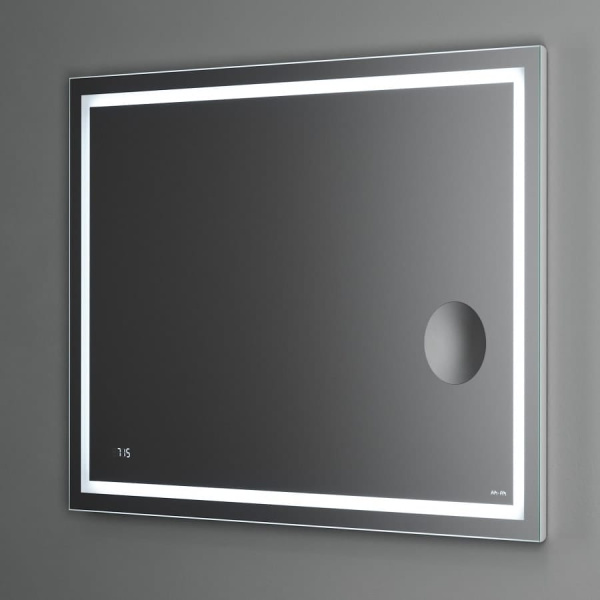 Зеркало с контурной Led-подсветкой AM.PM GEM 100 M91AMOX1003WG часами и косметическим зеркалом