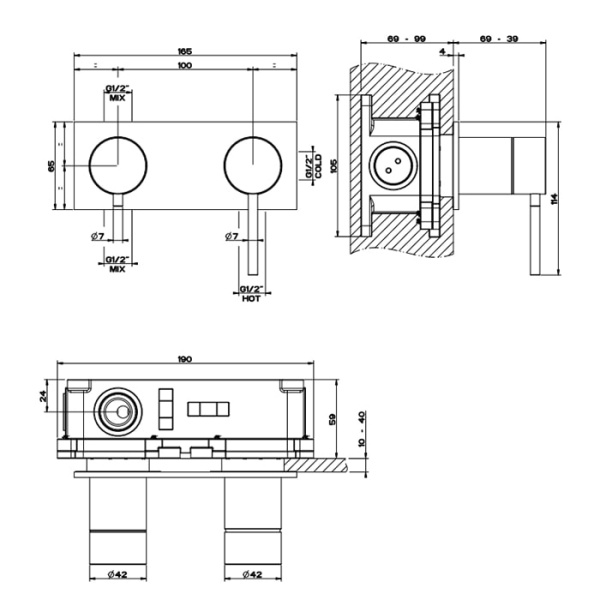 Смеситель для душа Gessi 316 54079#707 черный матовый