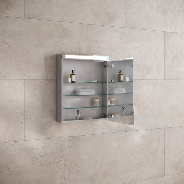 Шкаф зеркальный Keuco Royal E-One 50 44304171000 с подсветкой анодированное серебро