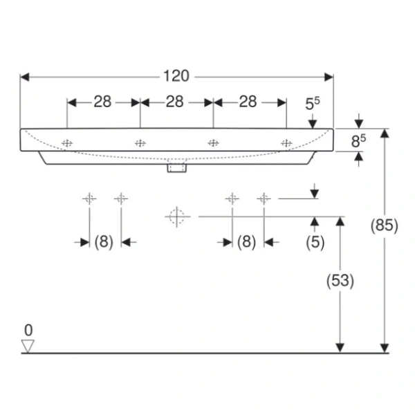 Раковина 120x48 см Geberit Smyle Square 500.253.01.1