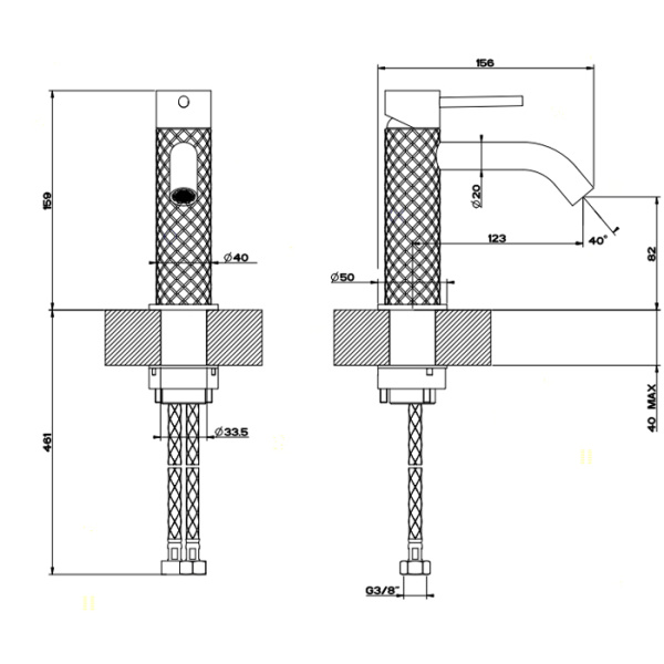 Смеситель для раковины Gessi 316 54102#239 нержавейка