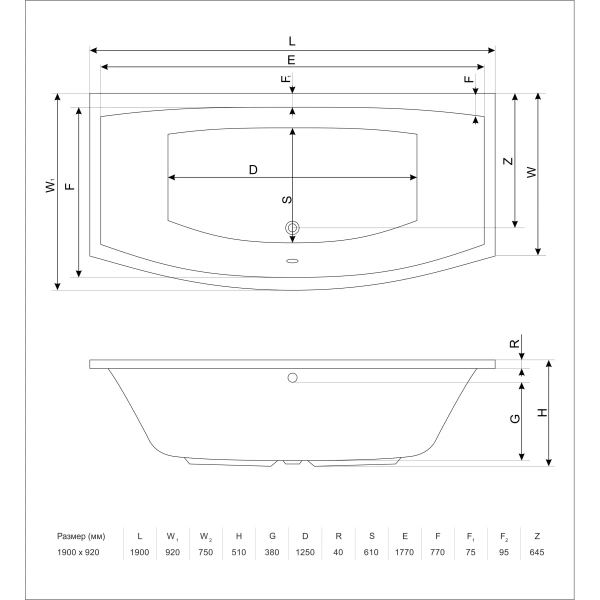 Панель фронтальная 190 см Excellent Kreo OBEX.KRE19WH