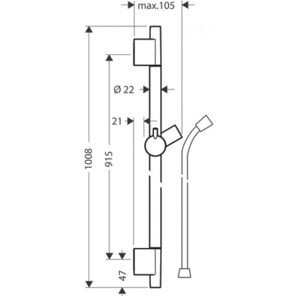 Душевая штанга hansgrohe Unica S Puro 28631990 90 см со шлангом полированное золото