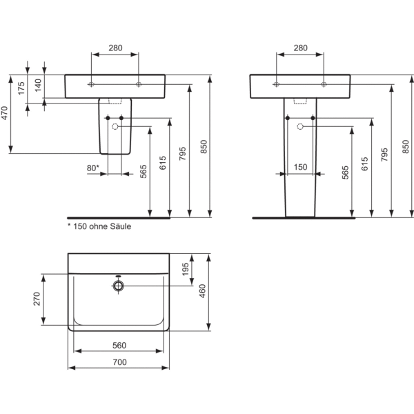 Раковина Ideal Standard Connect 70 (E810801)