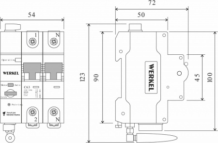 Автоматический выключатель 2P с Wi-Fi Werkel W1002P6301