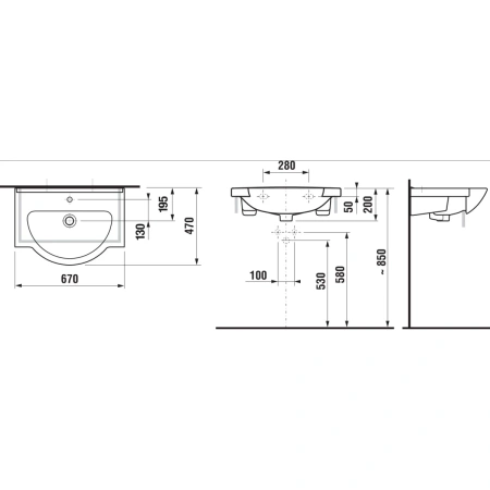 Раковина 67x47 см Jika Mio 8147150001041