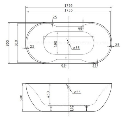 Акриловая ванна BelBagno 180x85 BB28