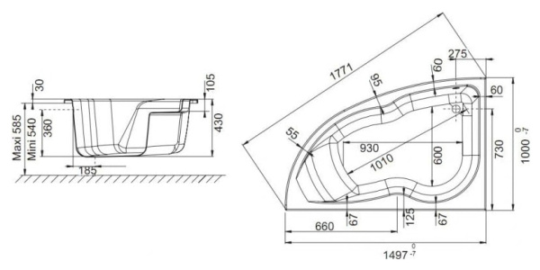 Акриловая ванна Jacob Delafon Micromega Duo 150x100 E60219RU-00 L