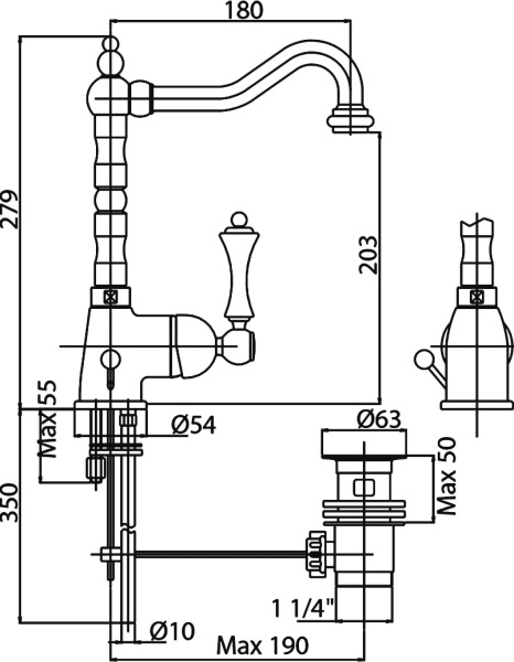Смеситель для раковины Cezares Margot MARGOT-LSM2-01-Bi