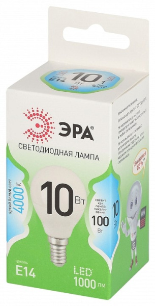 Лампа светодиодная Эра Green Line E14 10Вт 4000K LED P45-10W-840-E14 GL