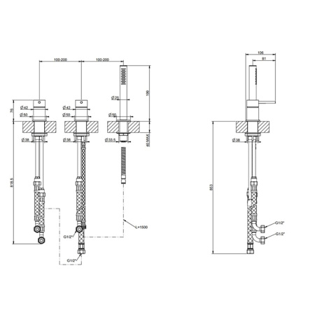 Смеситель для ванны Gessi 316 54043#299 черный матовый