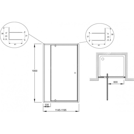 Душевая дверь в нишу Jacob Delafon Serenity 120 E14P120-GA