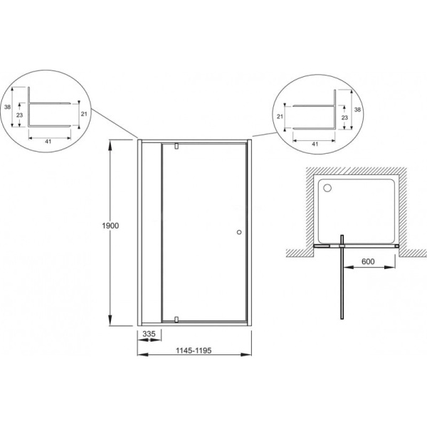 Душевая дверь в нишу Jacob Delafon Serenity 120 E14P120-GA