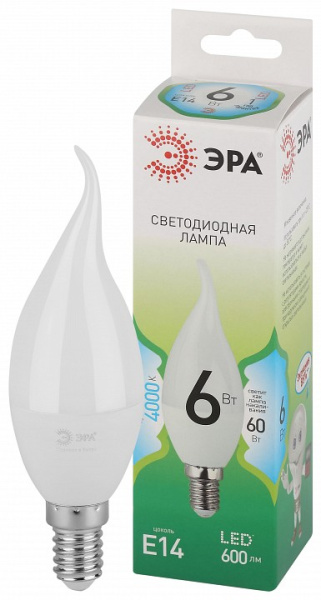 Лампа светодиодная Эра Green Line E14 6Вт 4000K LED BXS-6W-840-E14 GL