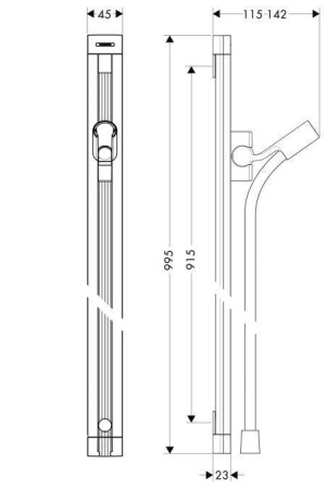 Душевая штанга hansgrohe Raindance Unica 27636000 90 см со шлангом