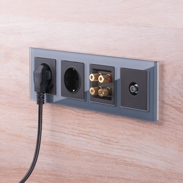 Розетка с заземлением и со шторками и 2хUSB без рамки Werkel черный матовый W1171508