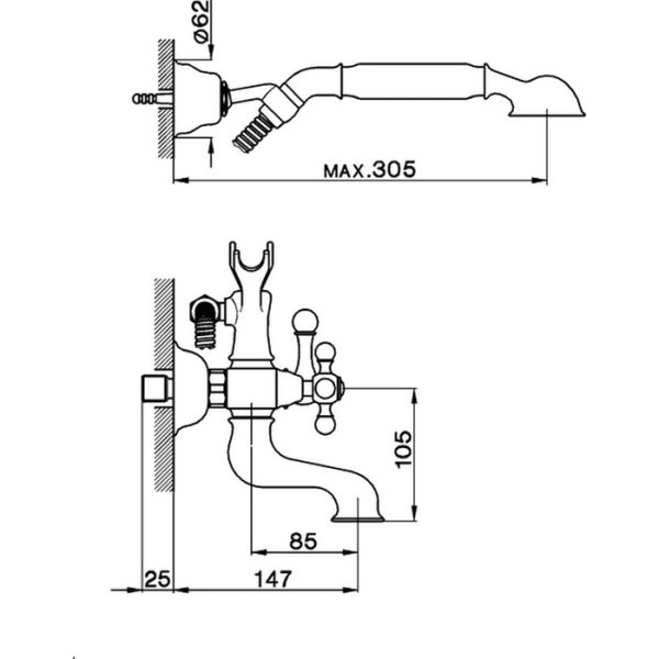 Смеситель для ванны Cisal Arcana AC00012027 бронза
