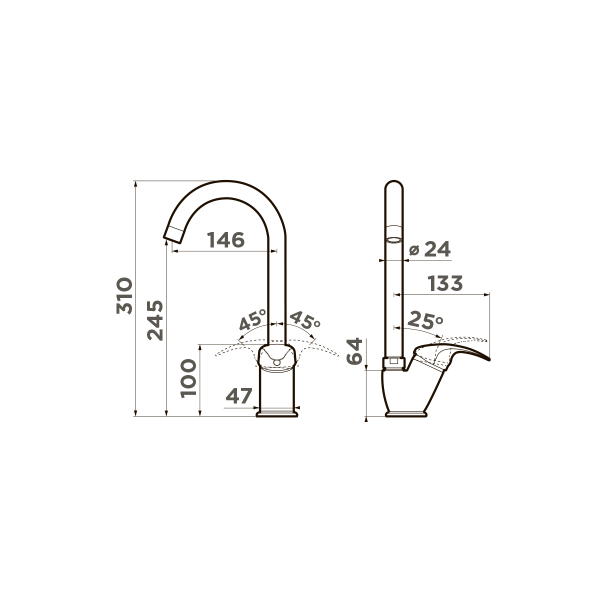 Смеситель для кухни Omoikiri Umi-GR 4994266 leningrad grey