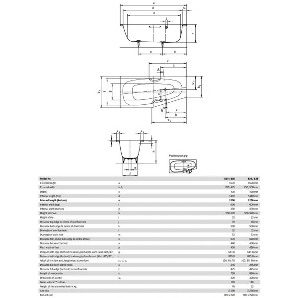 Ванна стальная Kaldewei Mini 834 224400013001 157x70 см R, угловая, с водоотталкивающим покрытием, альпийский белый