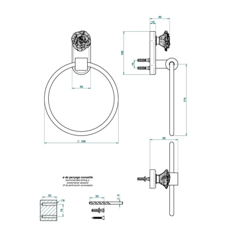 Полотенцедержатель THG Rose U5J.F01.504N золото