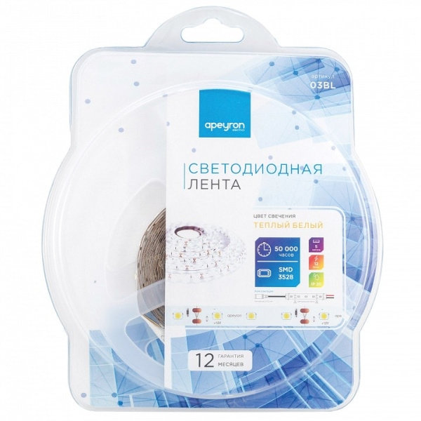Лента светодиодная Apeyron Electrics Стандарт (в блистере) smd 3528 03BL