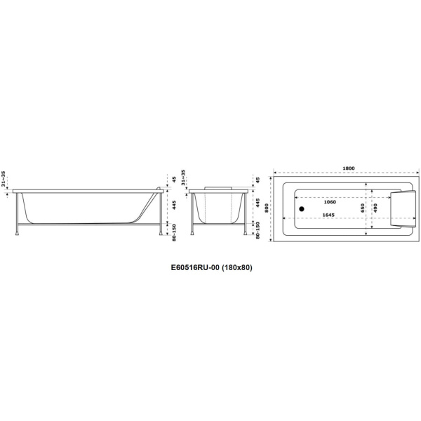 Акриловая ванна Jacob Delafon Sofa 180x80 E60516RU-00