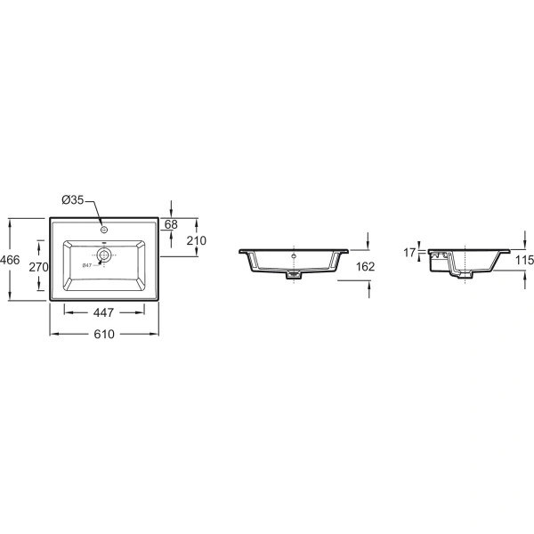 Раковина Jacob Delafon Tolbiac EXBM112-Z-00 61x46,6 см, накладная, белый